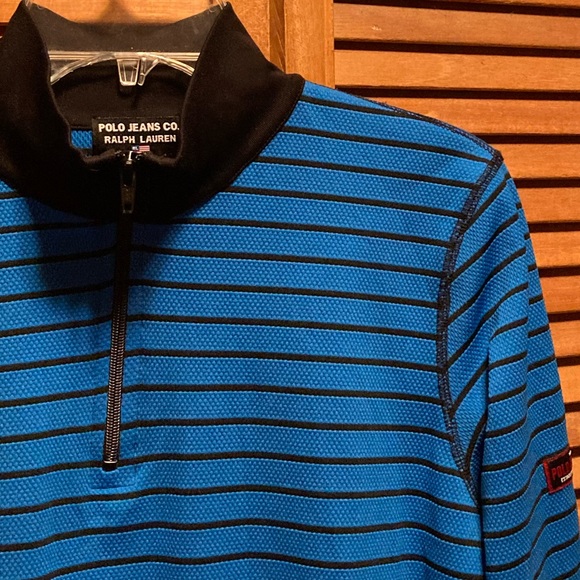 Vintage Lauren Ralph Lauren Blue/Black Striped Performance Shirt - Picture 4 of 12